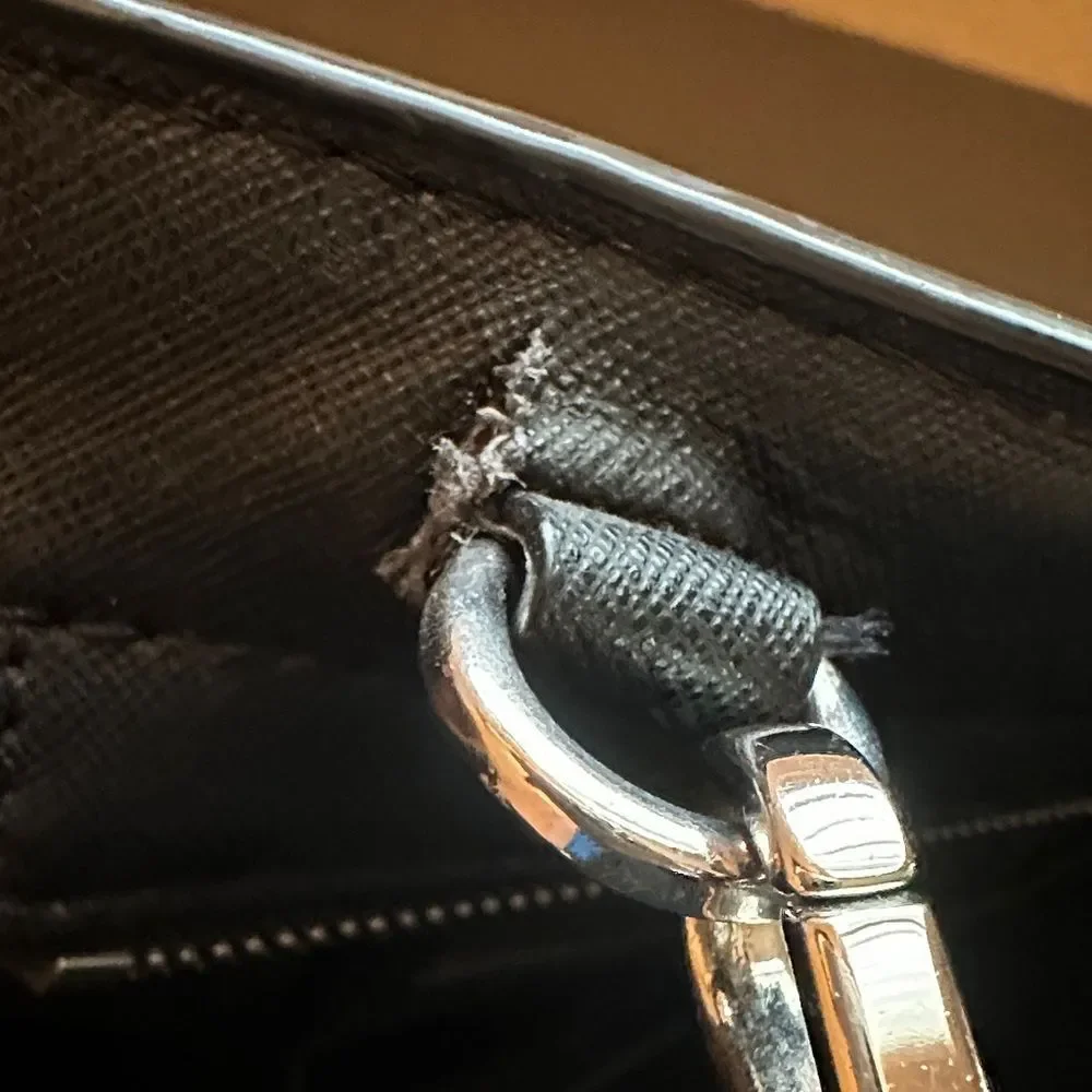 Michael Kors Black Satchel with Silver Eyelet Rivet Accents Crossbody Strap - Picture 6 of 8